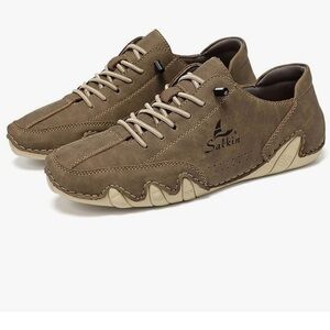 Salkin Barefoot Waterproof Handmade Casual Comfy Lace-Up Brown Shoes Size 46